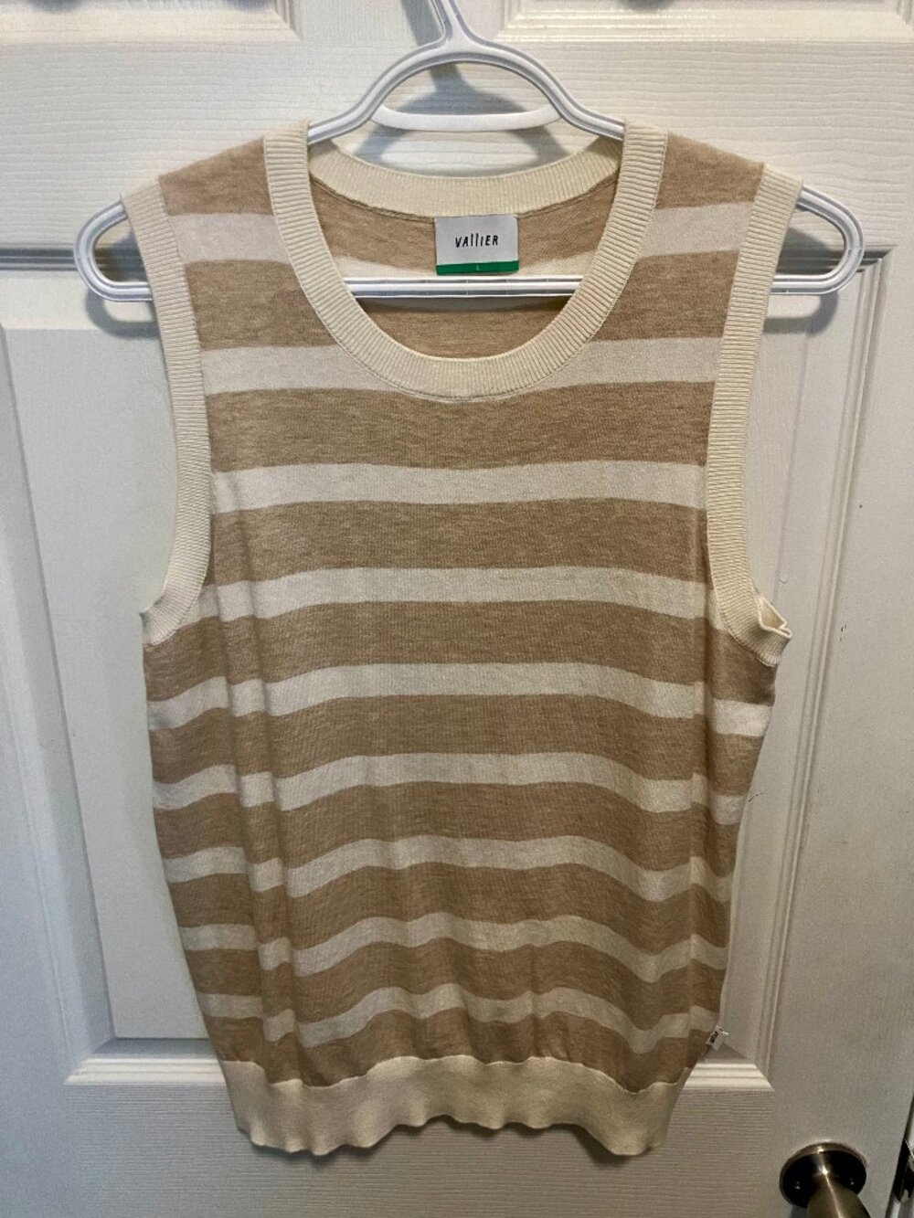 Like New Women's Westwood Light Knit Sweater Vest in Birch Stripes by Vallier, L
